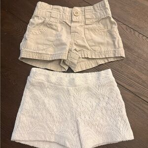 Girls Tan and White Shorts Set